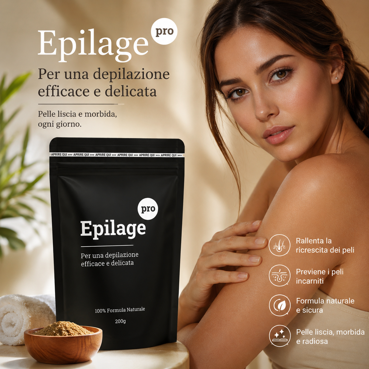 Epilage promotional lifestyle visual showing product experience